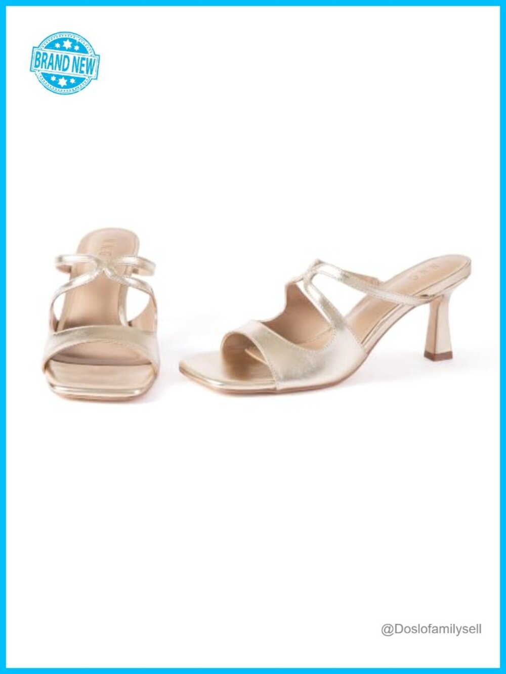 Noctivelle Kitten Heel Sandals Square Toe Mule Faux Leather Women Low Heels